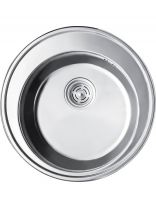 Мойка кухонная врезная, РМС, нержавеющая сталь, 510 мм, 0.6 мм + сифон, MG6-51