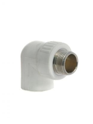 Уголок комбинированный полипропилен, d25х1/2'', наружная резьба, белый, РосТурПласт