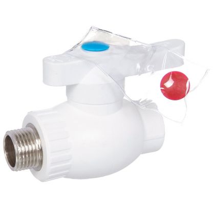 Кран шаровой полнопроходной, полипропилен, d20х1/2'', наружная резьба, белый, РосТурПласт