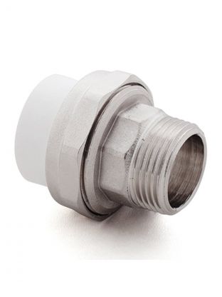 Муфта разъемная полипропилен, d32х3/4", наружная резьба, белая, РосТурПласт