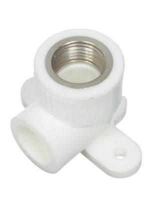 Уголок с креплением полипропилен, d25х3/4", внутренняя резьба, белый, РосТурПласт