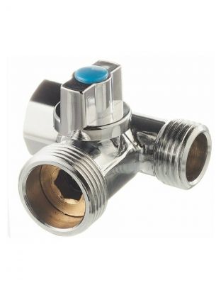 Кран для бытовых приборов, 1/2"х3/4"х1/2", г-ш-ш, угловой, трехходовой, Valfex