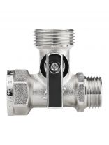 Кран для бытовых приборов, 1/2"х3/4"х1/2", г-ш-ш, латунь, трехходовой, ручка-флажок, шаровой, MasterProf