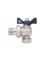 Кран для воды с американкой 3/4", г-ш, угловой, ручка-бабочка, AquaLink