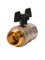 Кран для воды с американкой 1", прямой, ручка-бабочка, PN40, РосТурПласт