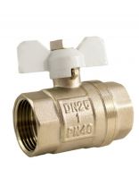 Кран для воды, 1", г-г, ручка-бабочка, никель, STI