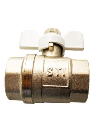 Кран для воды, 3/4", г-г, ручка-бабочка, никель, STI