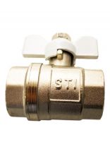 Кран для воды, 3/4", г-г, ручка-бабочка, никель, STI