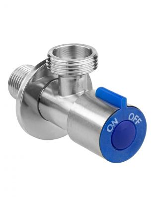 Кран для бытовых приборов, 1/2-3/4", ш-ш, нержавеющая сталь, угловой, круглая ручка, MasterProf