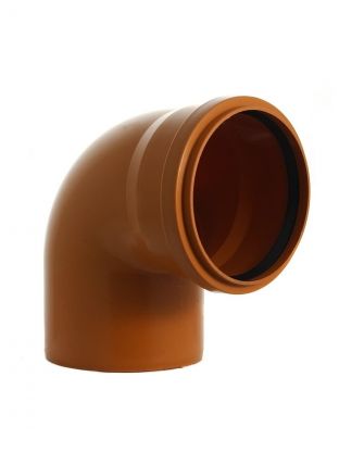 Уголок канализационный 110 мм, 90 °, Мультимирпласт, наружный, рыжий, ОТВ НК 110/87.5 SN2