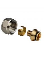 Соединитель 20х2,0х3/4", внутренняя резьба, евроконус аксиальный, латунь, желтый, РосТурПласт, 29354