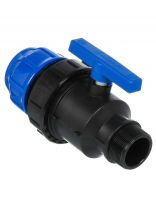 ПНД кран d63х2", наружная резьба, шаровой, цанга, Valfex