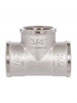 Тройник 3/4", г-г-г, никель, индивидуальная упаковка, РосТурПласт