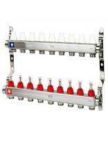 Коллекторная группа 3/4", с расходометром и кронштейном, 1"х 9 выходов, РосТурПласт