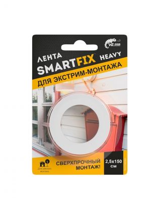 Лента 25 мм, серая, основа акриловая, 1.5 м, W-con SmartFix HEAVY, монтажная всепогодная, SFV2515G