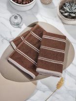 Набор полотенец кухонных 2 шт, 40х50 см, махровый, 100% хлопок, 420 г/м2, Silvano, Aura, коричневый, полосы, Узбекистан