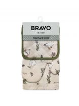 Набор кухонный 3 шт, 17х17 см + 18х26 см + 35х60 см (варежка, прихватка, полотенце), 100% хлопок, Bravo, Гуси