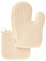 Набор кухонный 2 шт, 29х22 см +19х19 см (варежка,прихватка), полиэстер, бежевый, B180059