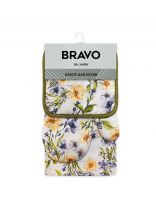 Набор кухонный 3 шт, 17х17 см + 18х26 см + 35х60 см (варежка, прихватка, полотенце), 100% хлопок, Bravo, Цветы