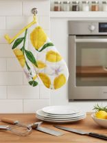 Прихватка-варежка 26х18 см, 100% хлопок, Узбекистан, лимоны, Silvano, SL0825P