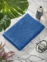 Полотенце пляжное 70х140 см, 375 г/м2, жаккард, Вышневолоцкий текстиль, Якоря, 632, сапфир, Россия, Ж1-70140.1141.375