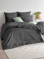 Постельное белье 2-спальное, простыня 220х240 см, 2 наволочки 70х70 см, пододеяльник 180х215 см, Verossa, сатин, Диагональ, Graphite, 790365
