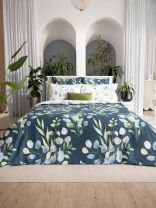 Постельное белье евро, простыня 220х240 см, 2 наволочки 70х70 см, пододеяльник 200х220 см, Волшебная ночь, перкаль, Rainy Garden