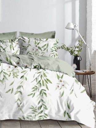 Постельное белье 1.5-спальное, простыня 145х215 см, 1 наволочка 70х70 см, пододеяльник 145х215 см, Майская ночь, микросатин, Флора, SJT2501-7