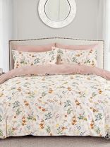 Постельное белье евро, простыня 220х240 см, 2 наволочки 70х70 см, пододеяльник 200х220 см, Silvano, поплин, персиковое, Цветы 30/409-PC/SLV