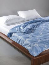 Одеяло 2-спальное, 172х205 см, Лебяжий пух, волокно полиэфирное, 100 г/м2, облегченное, чехол 100% полиэстер, кант, Майская ночь, синее