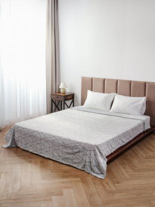 Плед 2-спальный, 180х200 см, 280 г/м2, микрофибра, 100% полиэстер, Silvano, Геометрия, серый