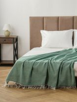 Плед 1.5-спальный, 150х200 см, 5% хлопок, 60% полиэстер, 20% ПАН, Vladi, Милан, белый, зеленый, рап.1