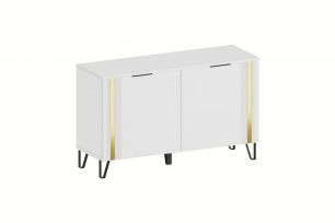 ЭМЭ ТБ-3910 Тумба 2 дв. (ш1114*г380*в676мм), ЛДСП белый/МДФ Milk-вставка золото