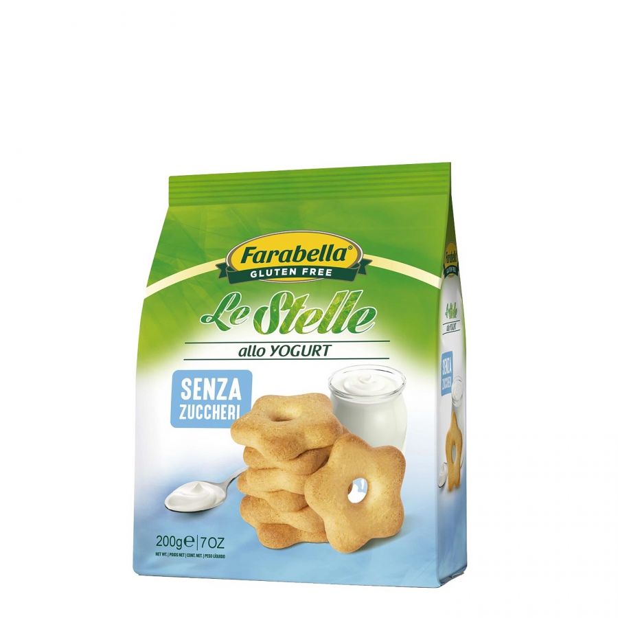 Печенье Звезды с йогуртом без глютена и без сахара 200 г, Stelle allo yogurt gluten free, Farabella 200 g