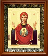 Абалацкая икона Божьей Матери в киоте с басмой Виноградная Лоза (UV-печать)(30008)