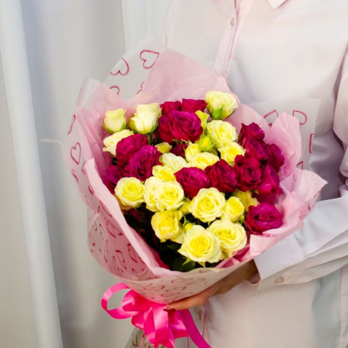 Кустовая роза  МИКС 9 шт