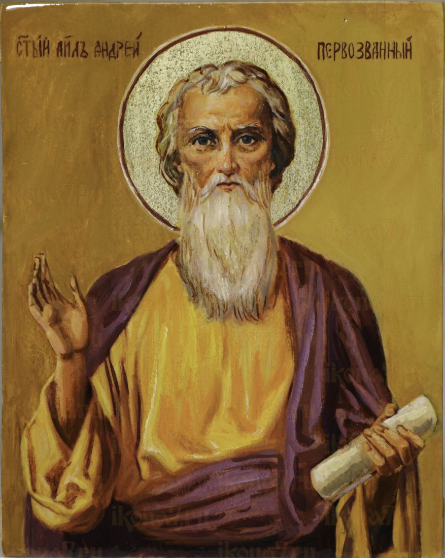 Рукописная икона Андрей Первозванный 17х21 см (масло)(Вариант 2)