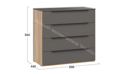 Комод «Порто» - ТД-393.04.01 Яблоня Беллуно, Графит софт