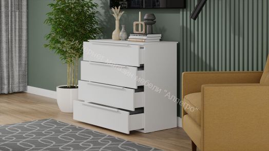 Комод «Порто» - ТД-393.04.01 Белый Жемчуг, Белый софт