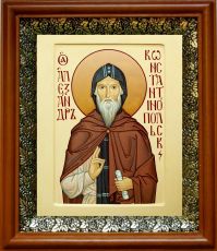 Икона Александр Константинопольский в киоте с басмой Виноградная Лоза (UV-печать)(30029)