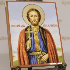 Рукописная икона князь Игорь Черниговский 13х16 см (масло)