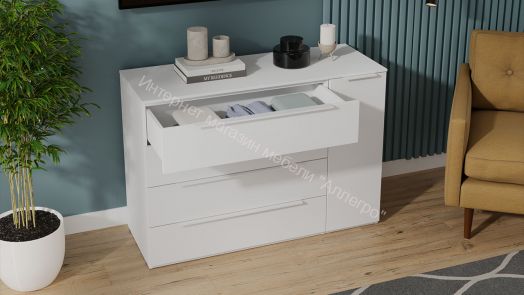 Комод комбинированный «Порто» - ТД-393.04.02 Белый Жемчуг, Белый софт