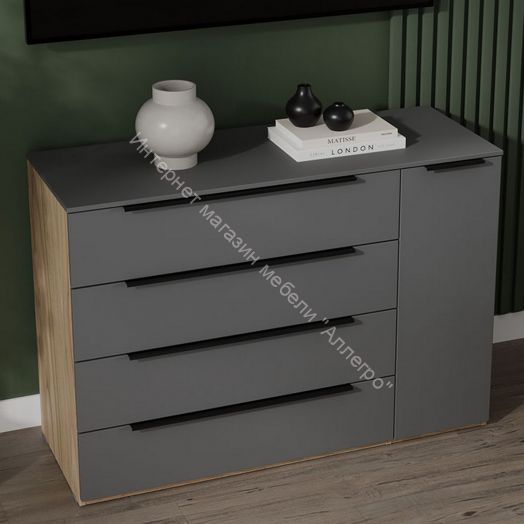 Комод комбинированный «Порто» - ТД-393.04.02 Яблоня Беллуно, Графит софт