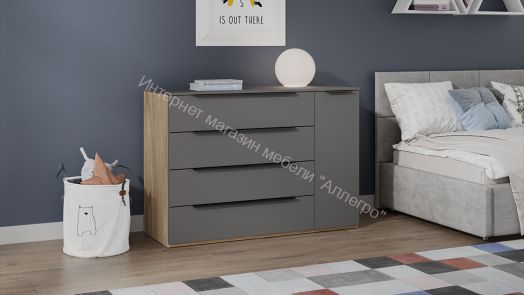 Комод комбинированный «Порто» - ТД-393.04.02 Яблоня Беллуно, Графит софт