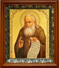 Икона Алексий Бортсурманский в киоте с басмой Виноградная Лоза (UV-печать)(30042)