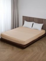 Простыня 2-спальная, 160 х 200 х 25 см, 100% хлопок, поплин, на резинке, Silvano, Латте