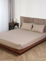 Простыня 1.5-спальная, 150 х 220 см, 100% хлопок, поплин, 110 г/м2, бежевая, Silvano, Узбекистан