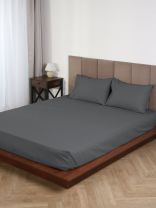 Простыня евро, 220 х 240 см, 100% хлопок, поплин, 110 г/м2, темно-серая, Silvano, Узбекистан