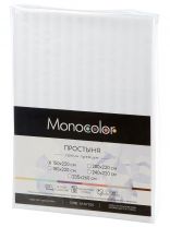 Простыня 1.5-спальная, 150 х 220 см, 100% хлопок, страйп-сатин, 140 г/м2, белая, Monocolor, рис.3182