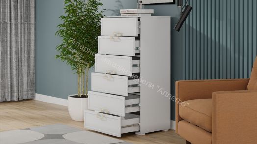 Комод «Стелла» - 402.04 Белый холст, Белый Жемчуг